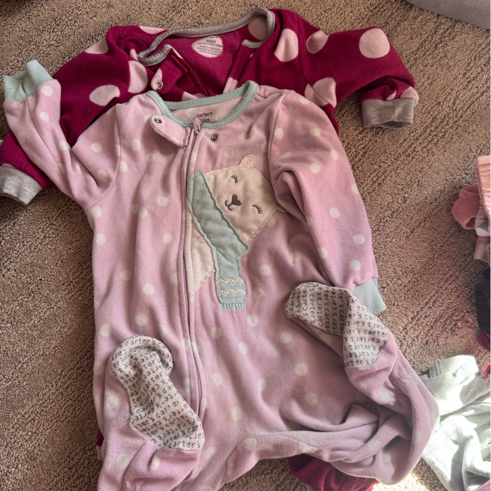 Carter's Pink and White Polka Dot Bear One Piece 2 pack